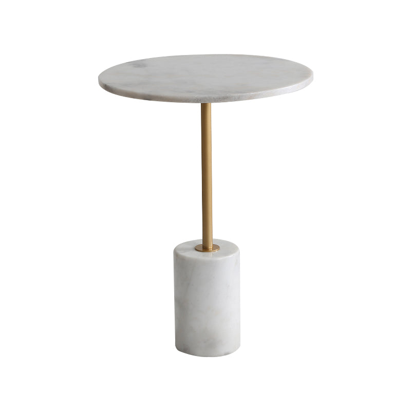 Iron and Concrete End Table 15.7" Long Mid-Century Round Side Table in White