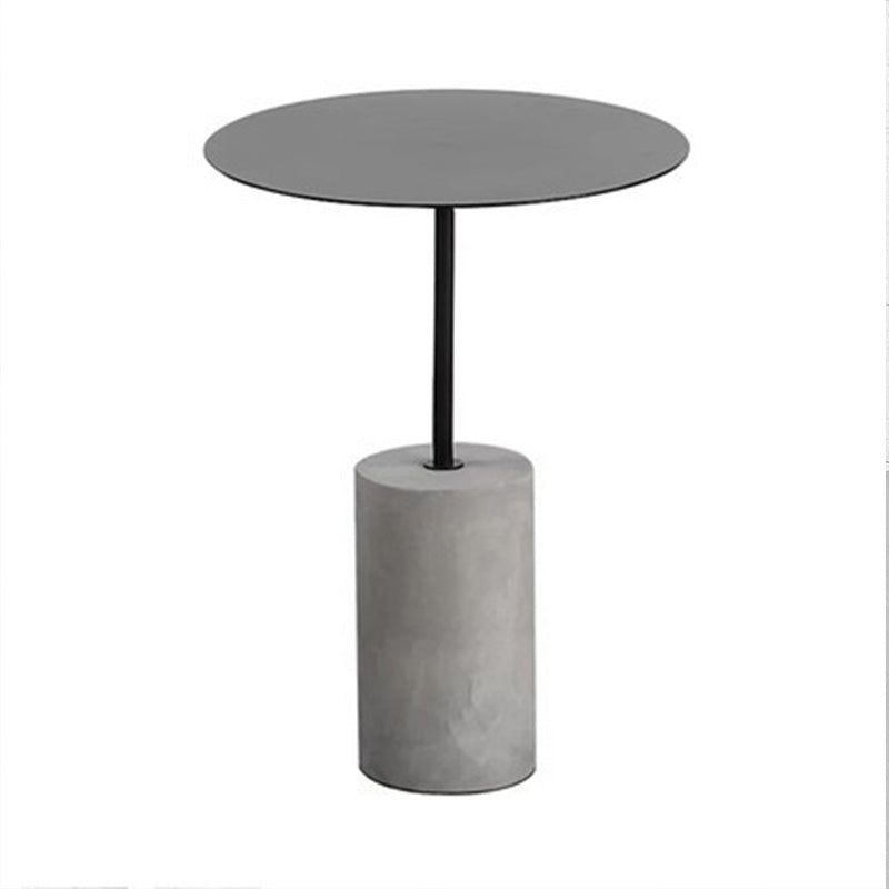 Modern Round Table Top Side End Table with Cement Pedestal Leg