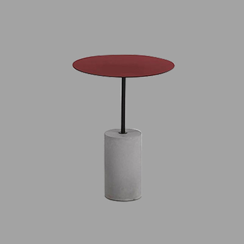 Modern Round Table Top Side End Table with Cement Pedestal Leg