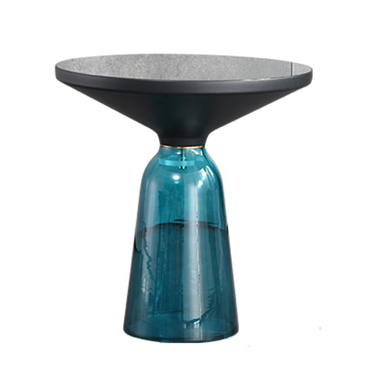 Nordic style Glass  Side End Table Stone Top Drum End Table for Living Room