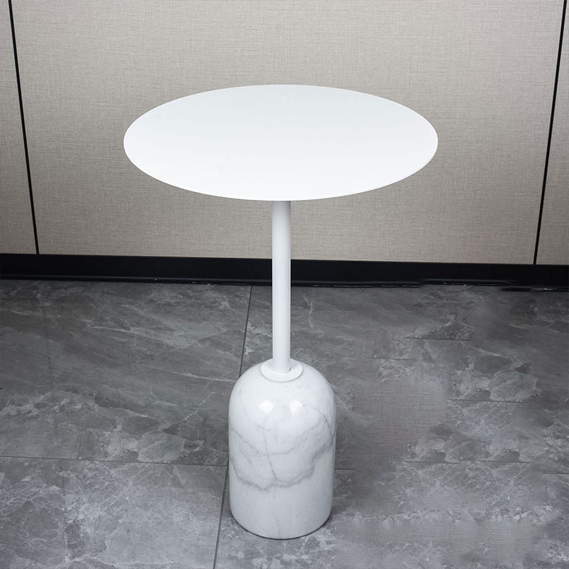 Contemporary Round Metal Side End Table Marble Pedestal Side Table