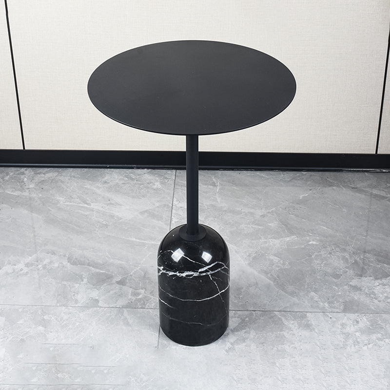 Contemporary Round Metal Side End Table Marble Pedestal Side Table