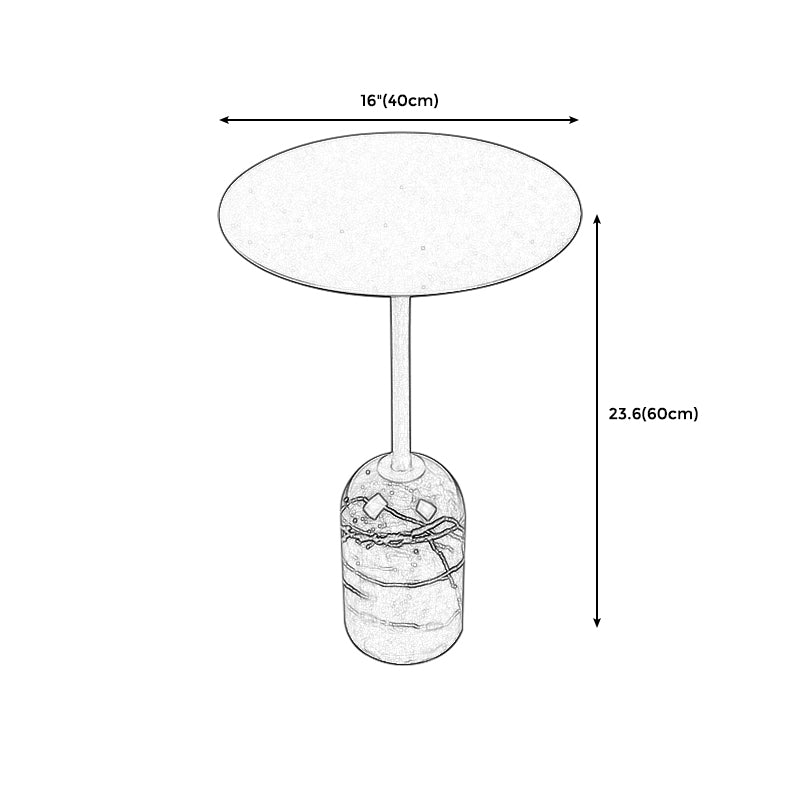 Contemporary Round Metal Side End Table Marble Pedestal Side Table