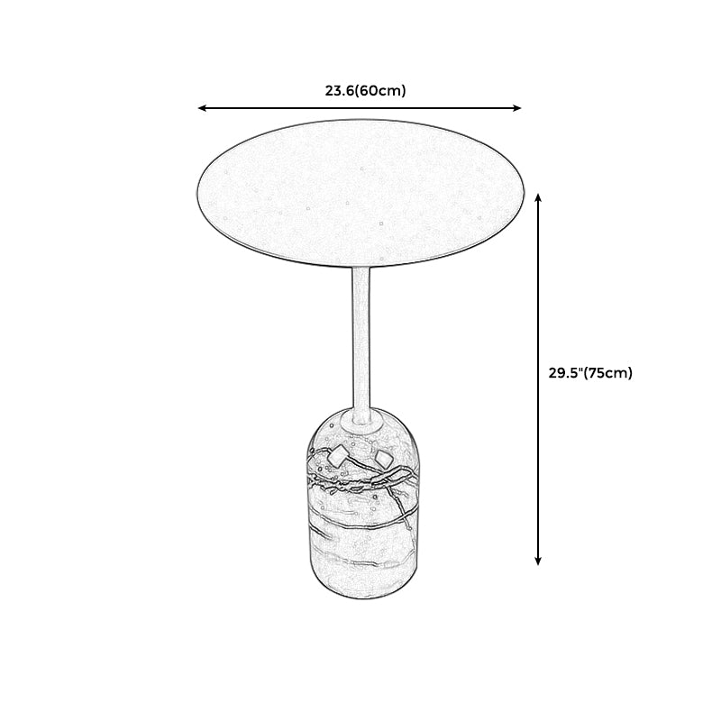 Contemporary Round Metal Side End Table Marble Pedestal Side Table