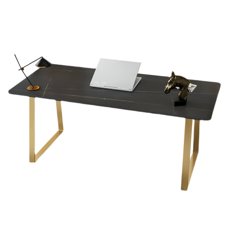 Glam Style Stone Writing Desk Rectangular Sled Base Writing Desk