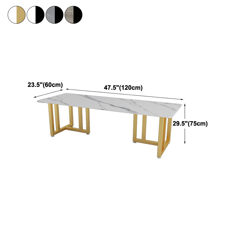 Office Study Table Curved Shaped Modern Sintered Stone Meeting Desk