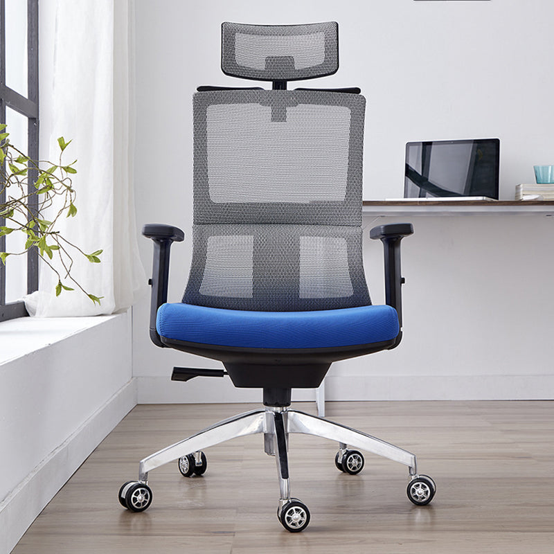 High Back Office Chair Gauze Sponge Cushion with Headrest Adjustable Arm Office Chair