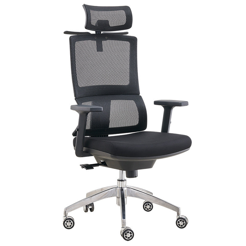 High Back Office Chair Gauze Sponge Cushion with Headrest Adjustable Arm Office Chair