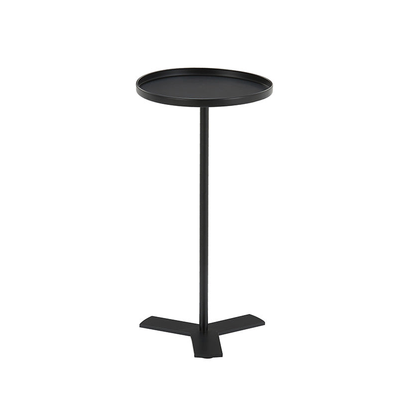 Iron Pedestal End Table Solid Color Round Metal Tray Top Side End Table