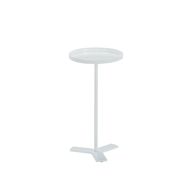 Iron Pedestal End Table Solid Color Round Metal Tray Top Side End Table