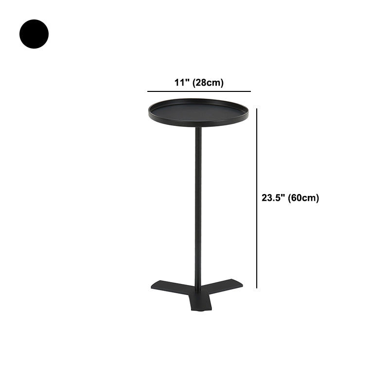 Iron Pedestal End Table Solid Color Round Metal Tray Top Side End Table