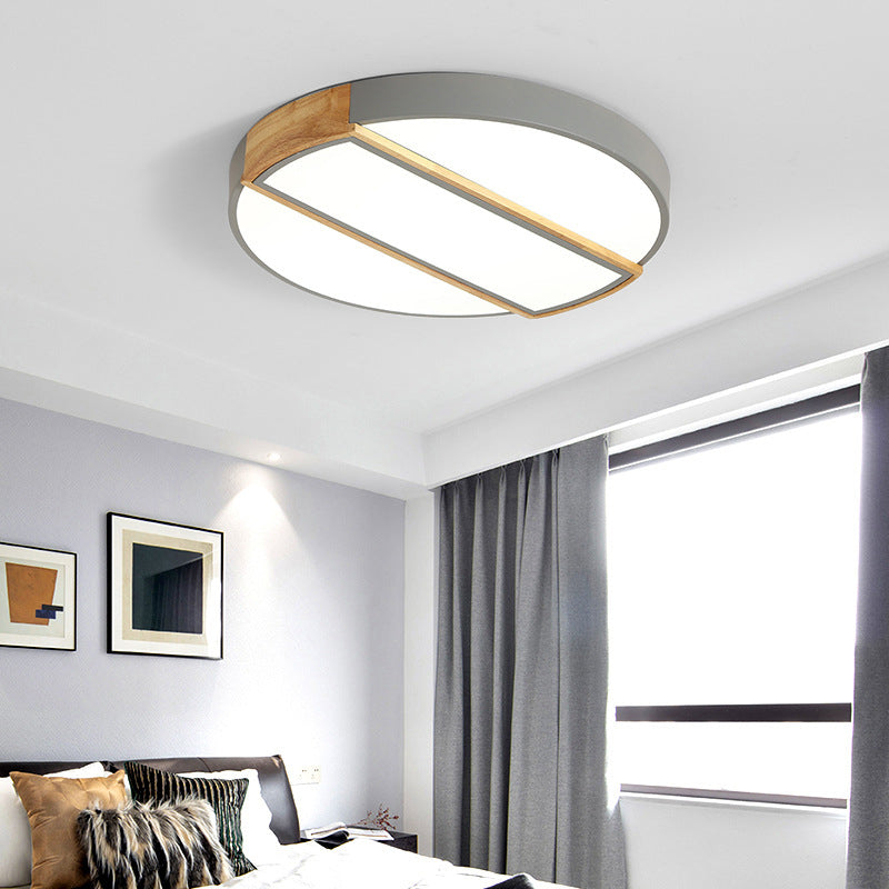 Round Shape Metal Flush Ceiling Light Nordic Macarons Style 1-Light Flush Mount Lighting