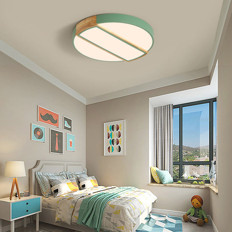 Round Shape Metal Flush Ceiling Light Nordic Macarons Style 1-Light Flush Mount Lighting