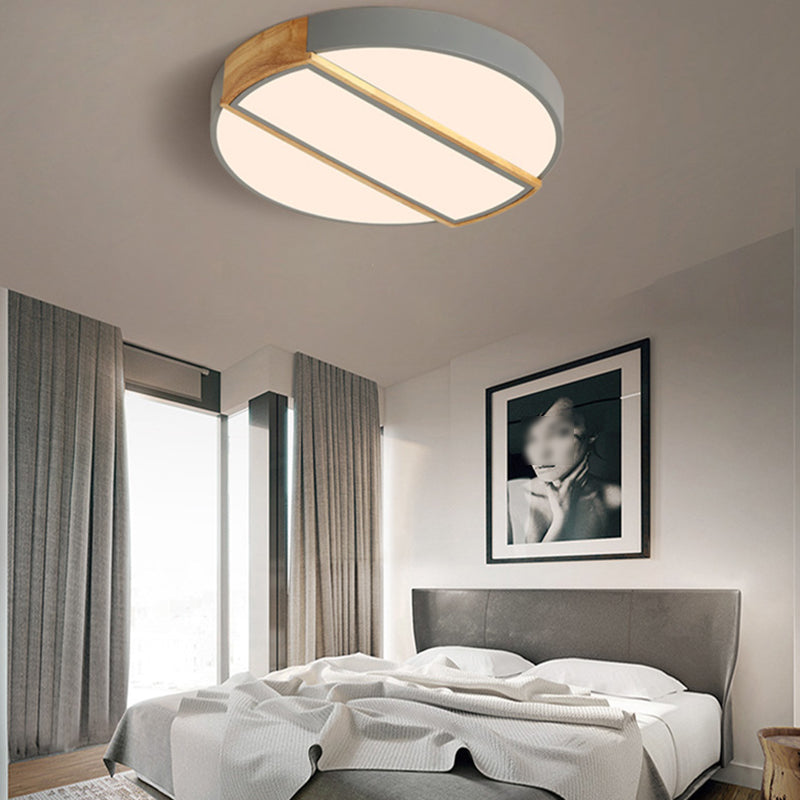 Round Shape Metal Flush Ceiling Light Nordic Macarons Style 1-Light Flush Mount Lighting