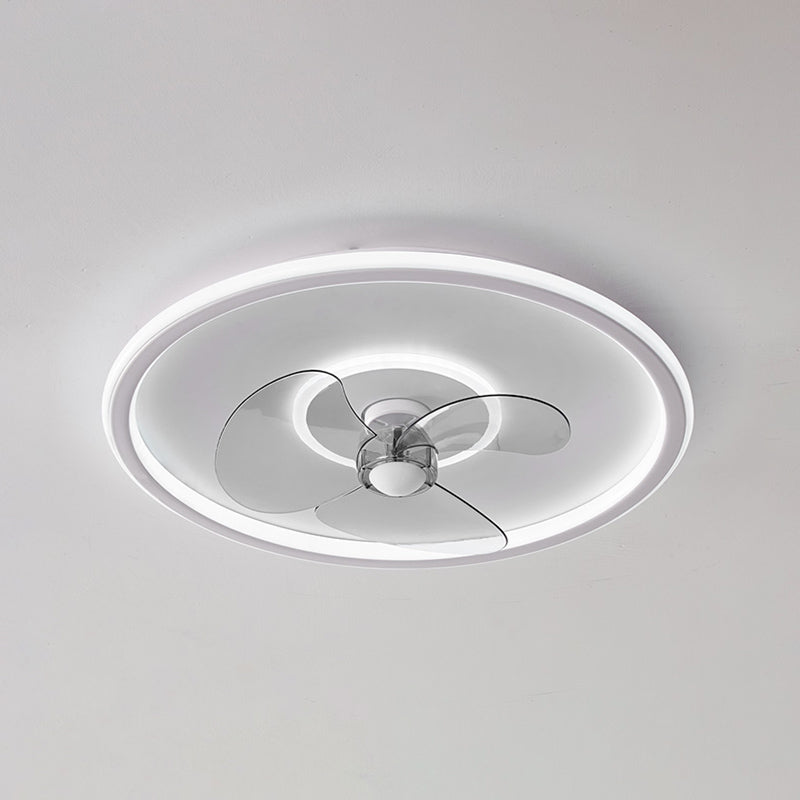 Metal Round Flush Mount Light Modern Colorful LED Fan Light for Bedroom