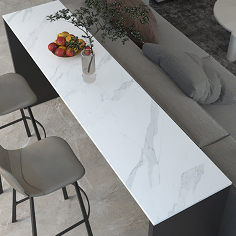 Rectangle Indoor Patio Bar Table Double pedestal White Stone Counter Table