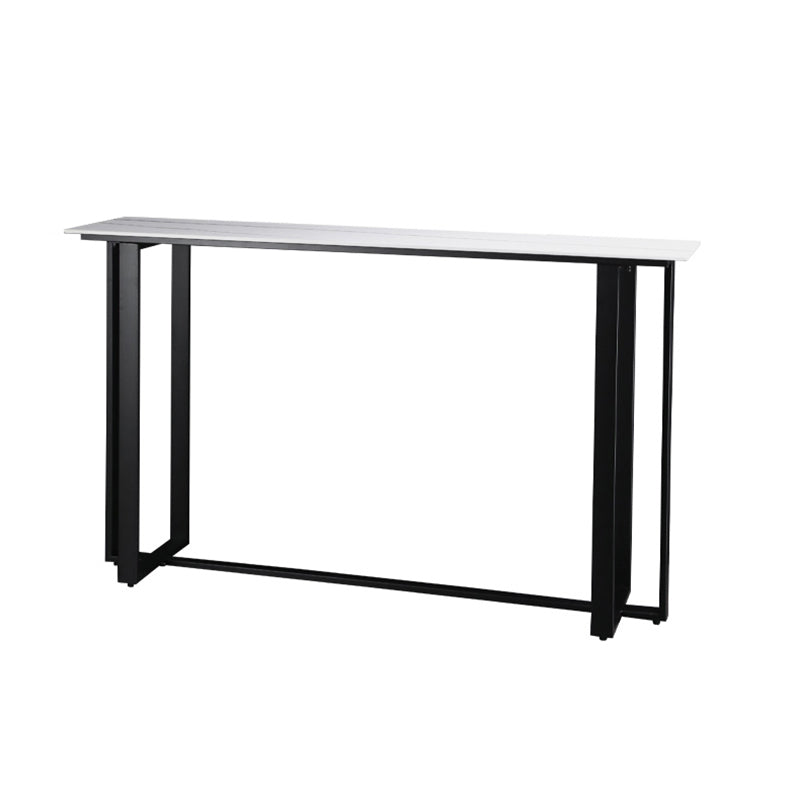 Industrial Bistro Bar Desk Indoor Stone and Metal Rectangle Bistro Bar Table