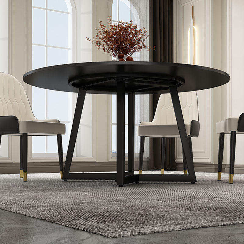 Modern Round Standard Height Dining Table Stone Double Pedestal Dining Table