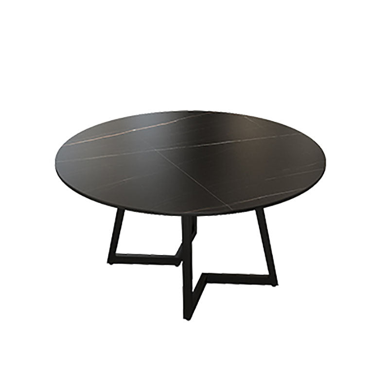 Modern Round Standard Height Dining Table Stone Double Pedestal Dining Table