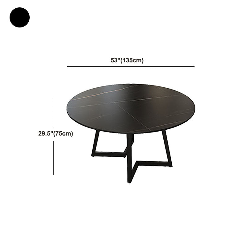 Modern Round Standard Height Dining Table Stone Double Pedestal Dining Table