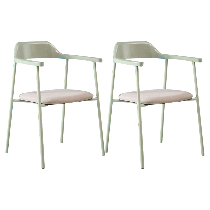 Modern Style Metal Arm Chair Open Back Indoor Dining Chair (Set of 2)