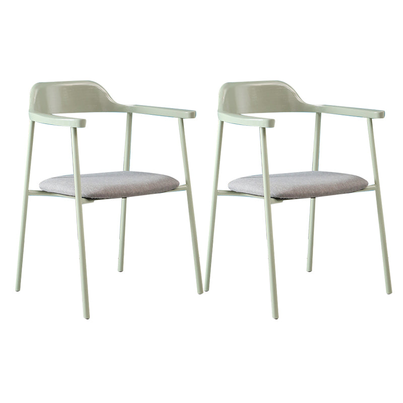 Modern Style Metal Arm Chair Open Back Indoor Dining Chair (Set of 2)