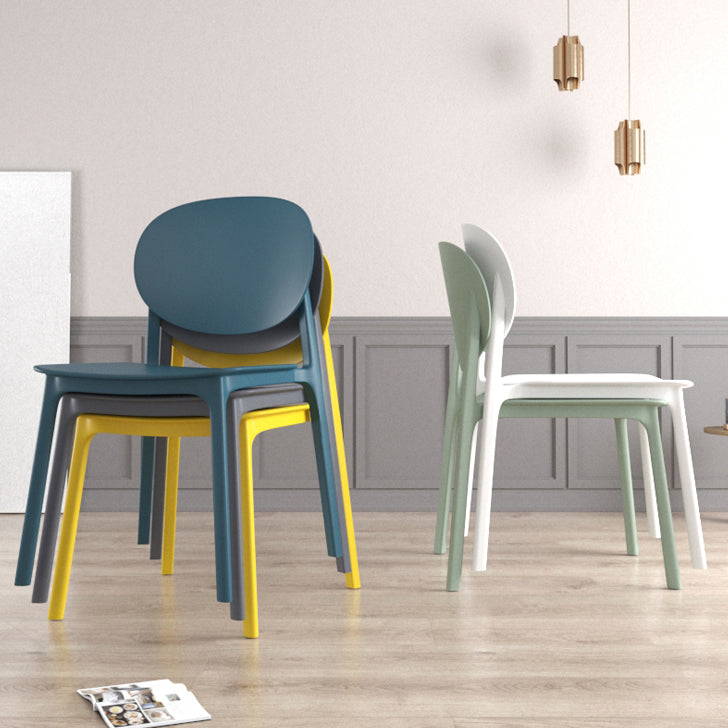 Scandinavian Plastic Armless Chair Open Back Dining Room Chair