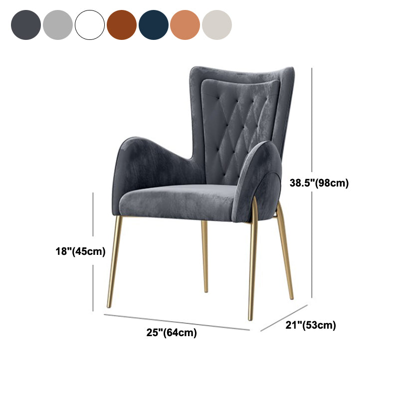 Glam Style Arm Chair Parsons Indoor Dining Chair with Metal Base