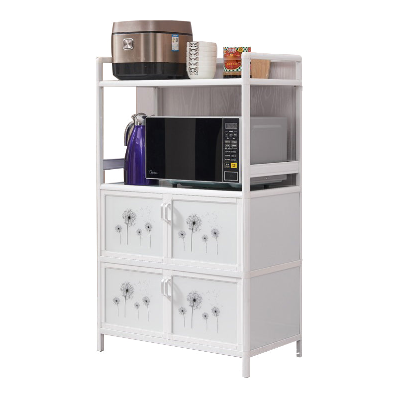 Metal Kitchen Open Storage Buffet Sideboard White Glass Doors Side Board