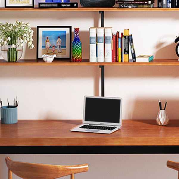 Rectangular Pine Writing Desk Solid Wood Top Desk with Black Metal Legs