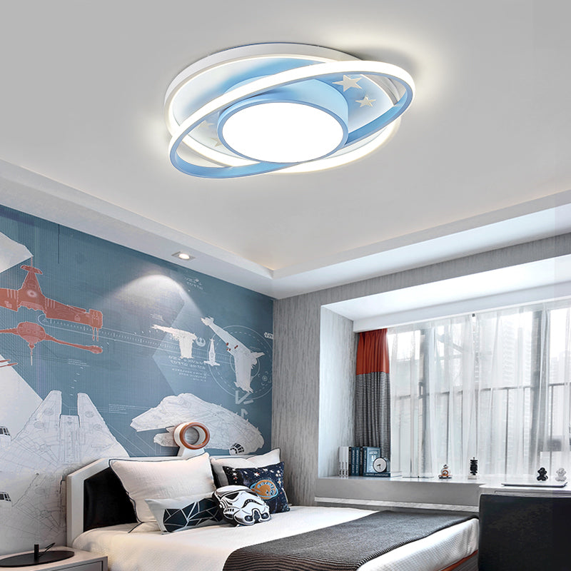 Metal Geometric Shape Flush Mount Light Lovely Colorful LED Ceiling Light for Kid's Room