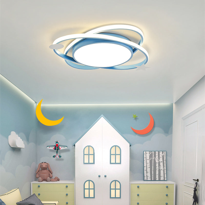 Metal Geometric Shape Flush Mount Light Lovely Colorful LED Ceiling Light for Kid's Room