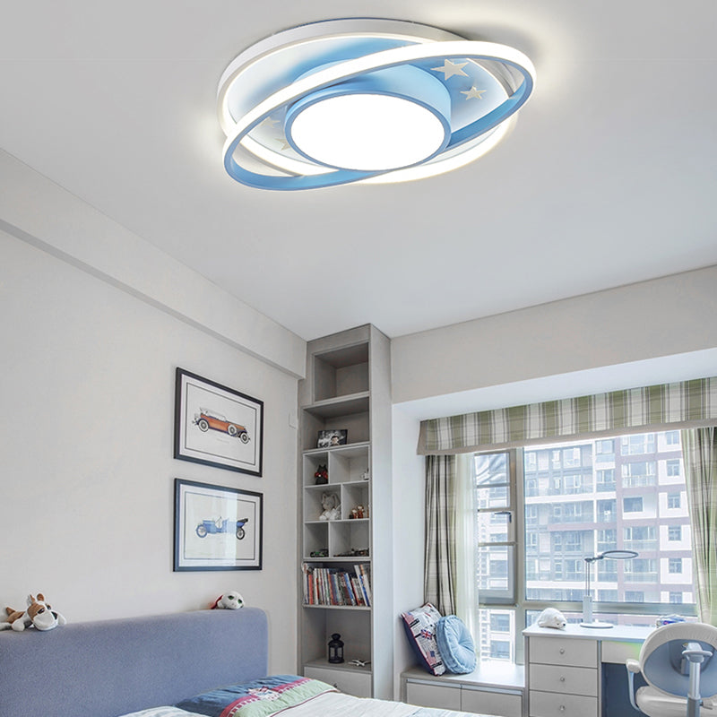 Metal Geometric Shape Flush Mount Light Lovely Colorful LED Ceiling Light for Kid's Room