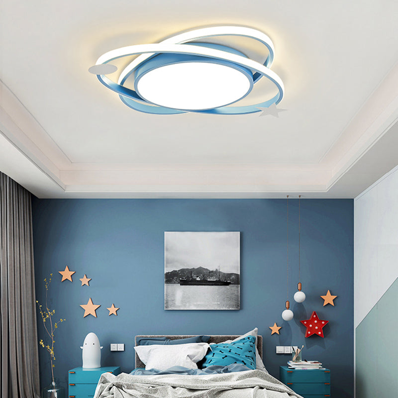 Metal Geometric Shape Flush Mount Light Lovely Colorful LED Ceiling Light for Kid's Room