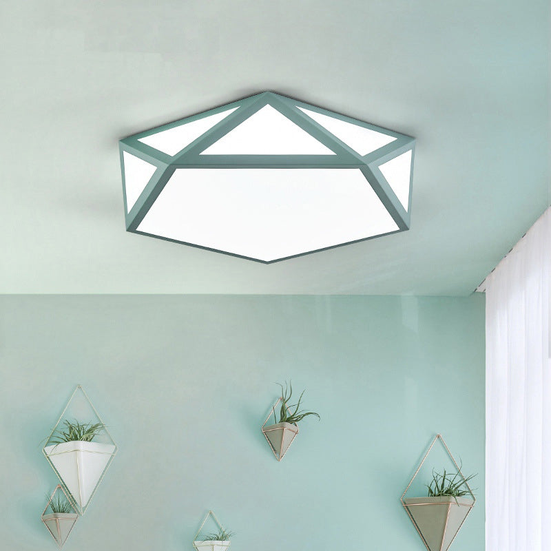 Nordic Colorful Ceiling Light Metal Geometric Flush Mount Light for Living Room