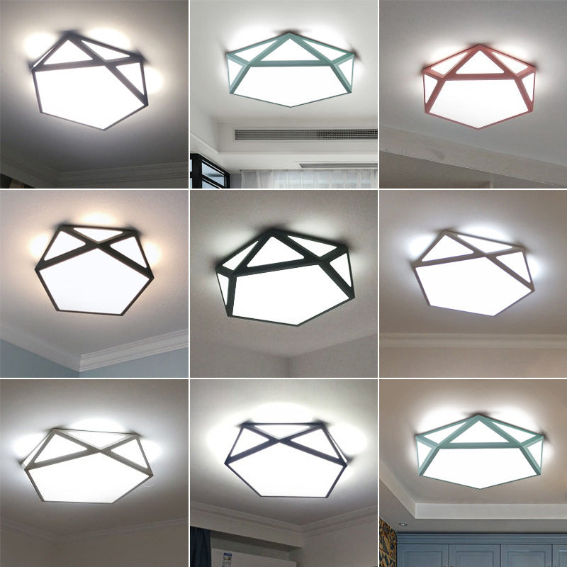 Nordic Colorful Ceiling Light Metal Geometric Flush Mount Light for Living Room