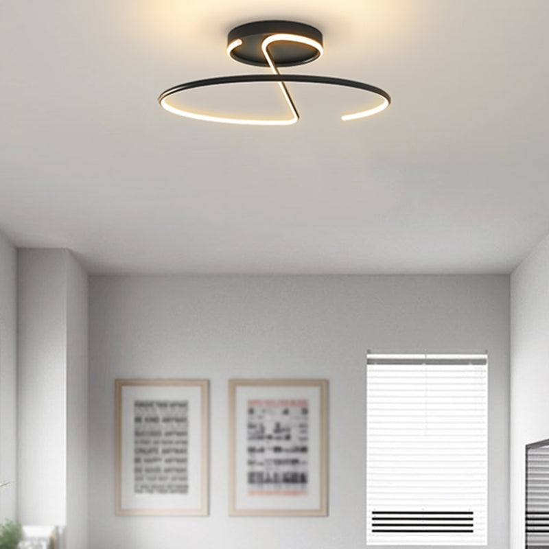 Metal Round Shape Flush Ceiling Light Modern Style 1-Light Flush Ceiling Light Fixtures