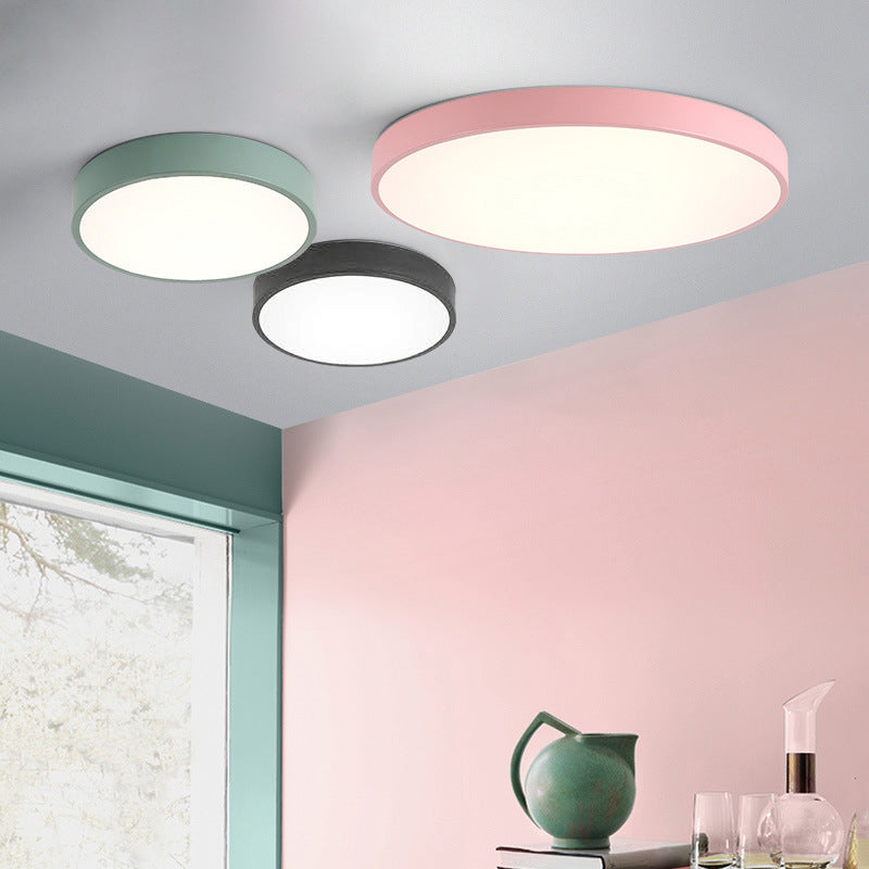 Modern Style Circle Shape Ceiling Light Metal 1 Light Ceiling Lighting for Living Room