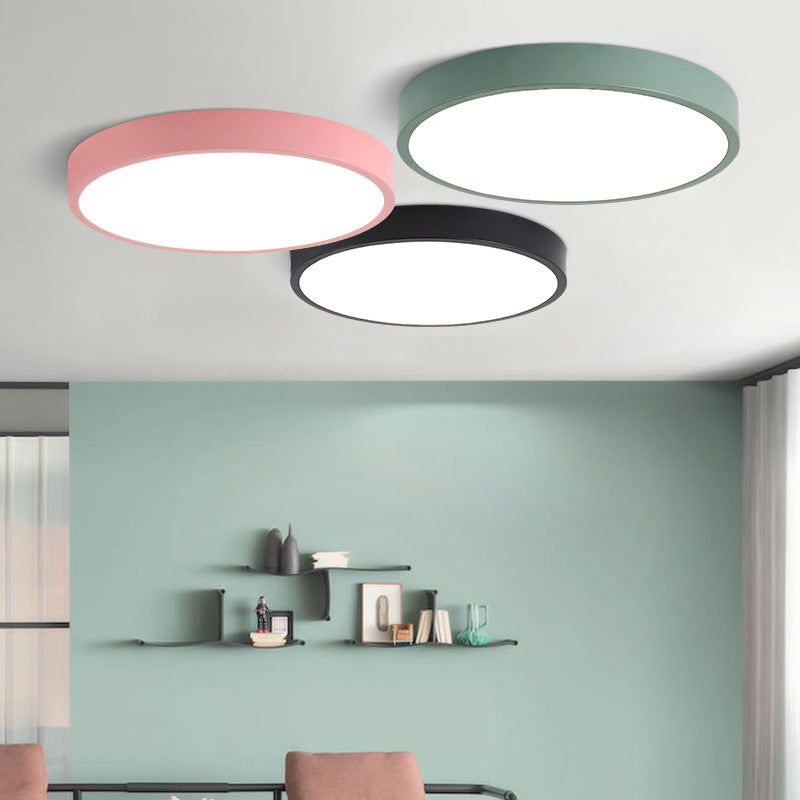 Modern Style Circle Shape Ceiling Light Metal 1 Light Ceiling Lighting for Living Room