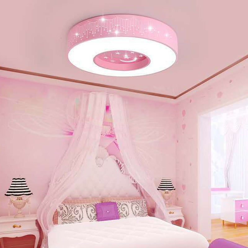 Modern Style Circle Shape Ceiling Light Metal 1 Light Ceiling Lighting for Children's Room