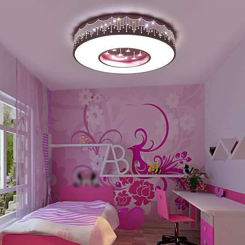 Modern Style Circle Shape Ceiling Light Metal 1 Light Ceiling Lighting for Children's Room