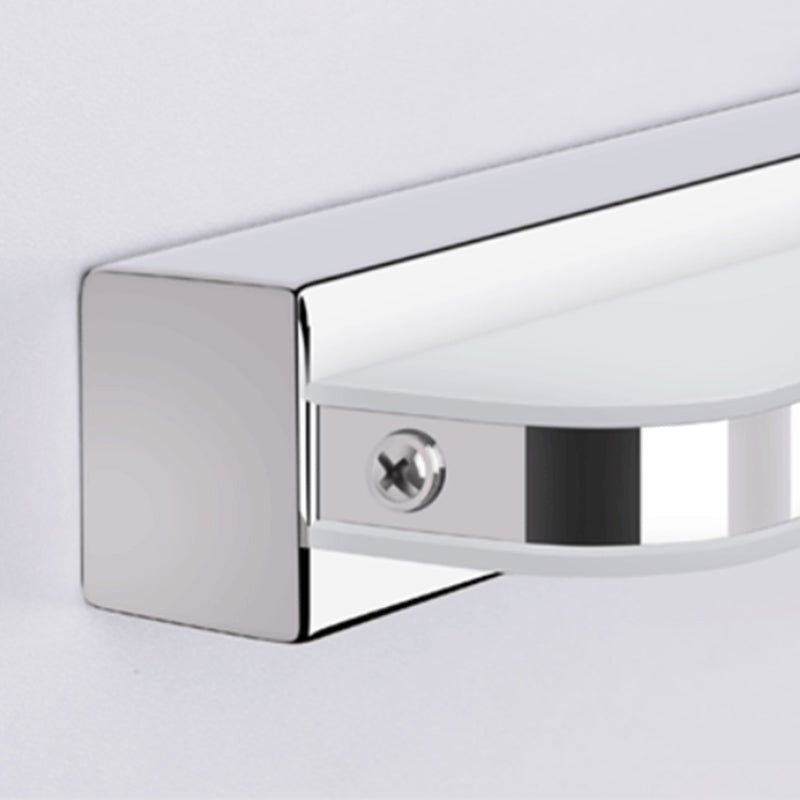 Metal Linear Shape Mirror Wall Light Modern 1-Light Mirror Wall Mount Light in Silver