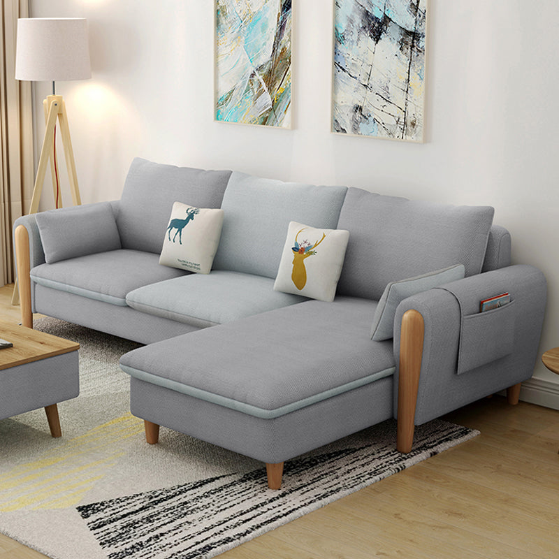 Linen Blend Removable Cushions Square Arm Sectional with Storage and Chaise