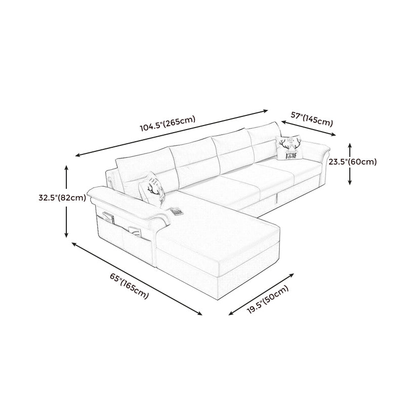 Cushion Back Storage Stain-Resistant Sectional Faux Leather Manual Reclining Sofa