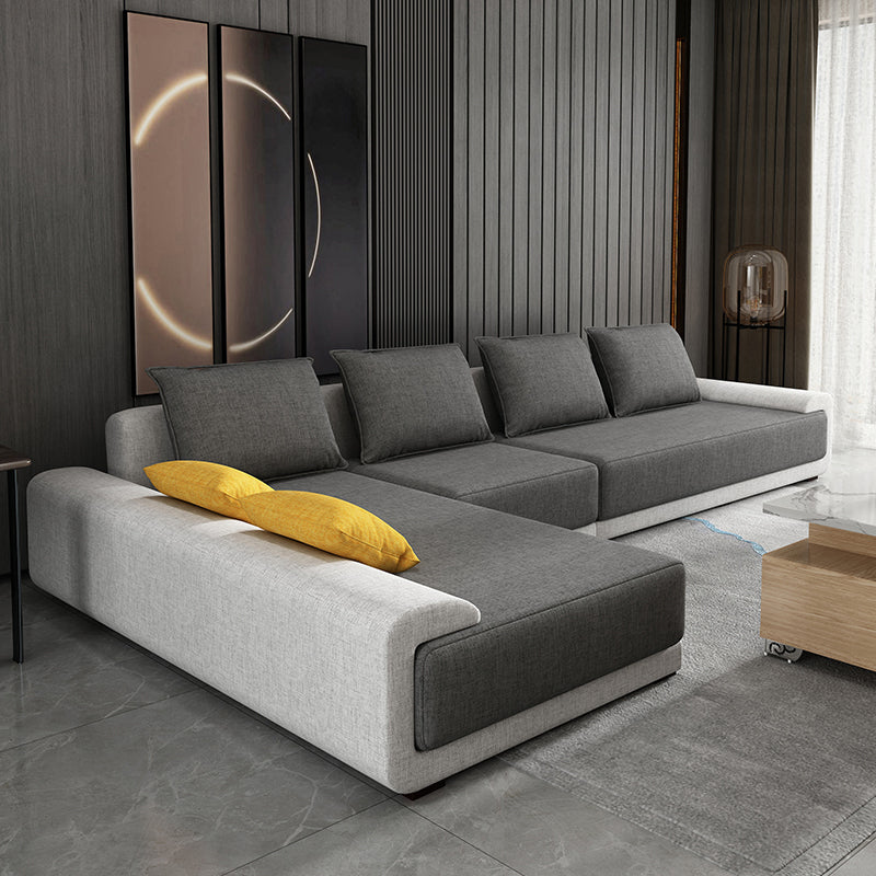 Contemporary Loose Back Square Arm Sofa with Slipcovered for Living Room