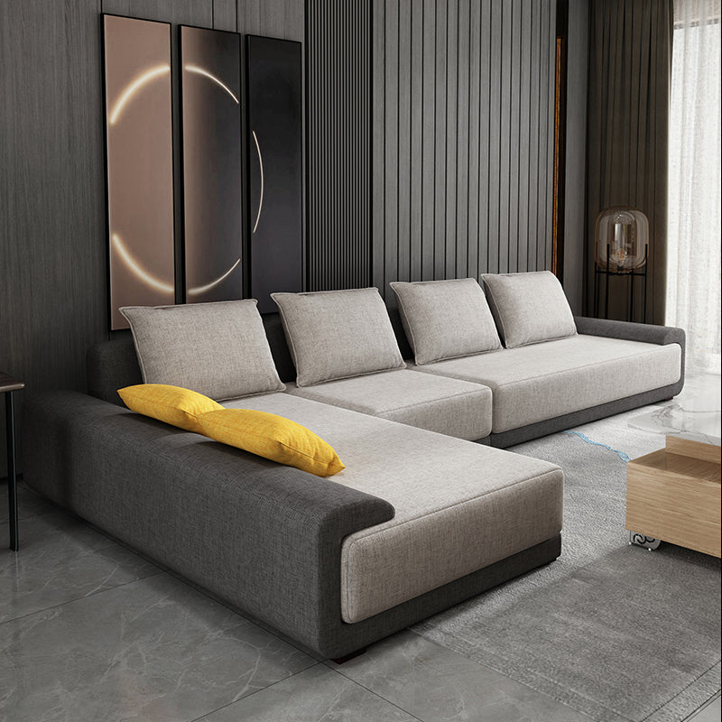 Contemporary Loose Back Square Arm Sofa with Slipcovered for Living Room