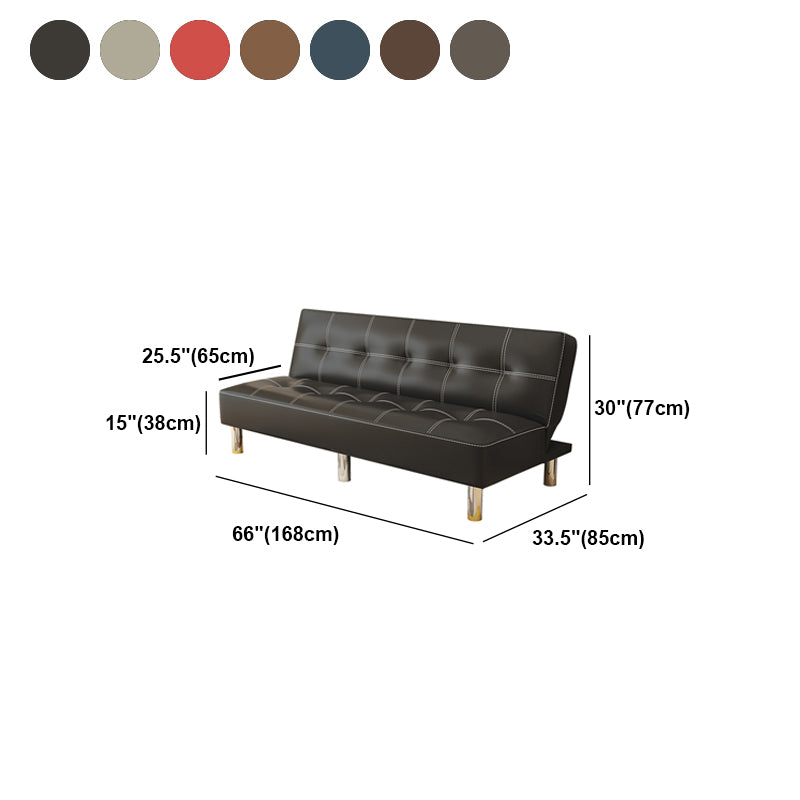 Faux Leather and Linen Sofa Contemporary Biscuit Back Sofa Bed