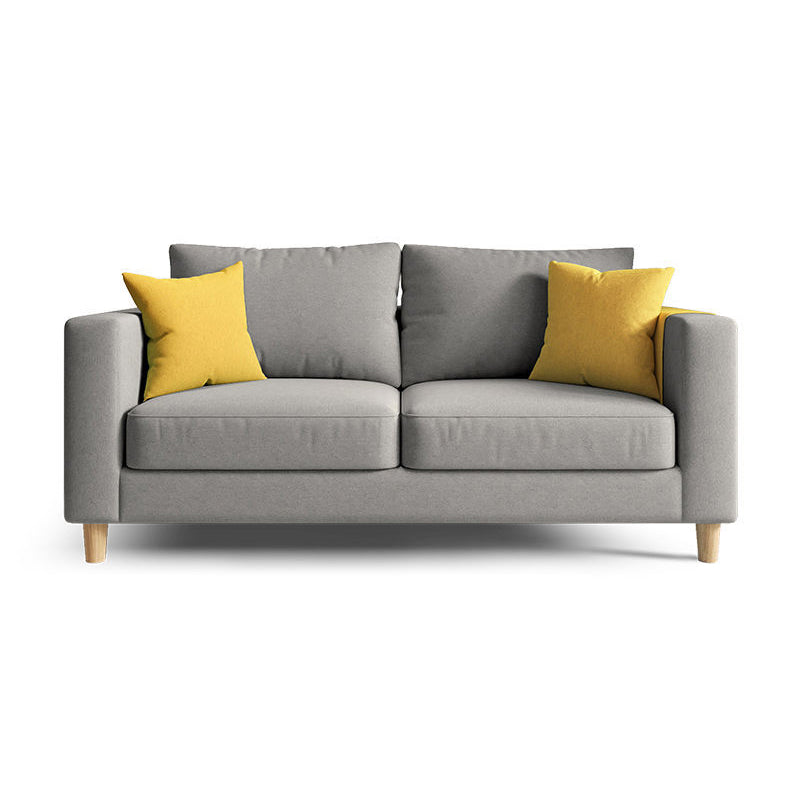 Linen Contemporary Square Arm Sofa Standard Sofa with Slipcovered for Living Room