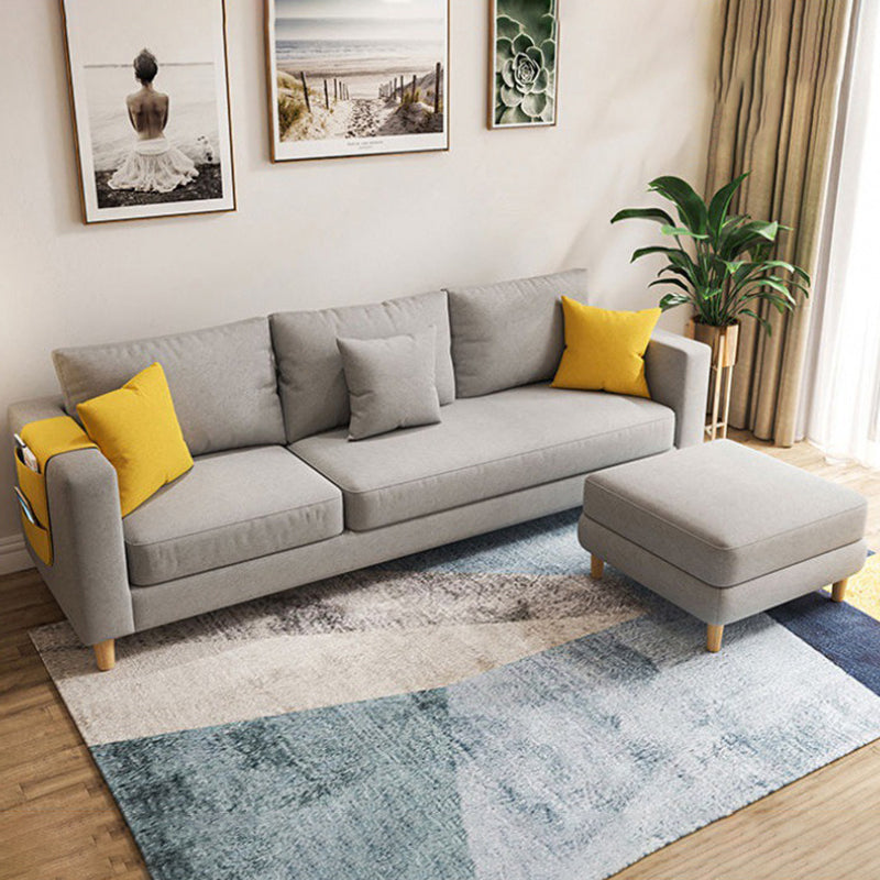 Linen Contemporary Square Arm Sofa Standard Sofa with Slipcovered for Living Room