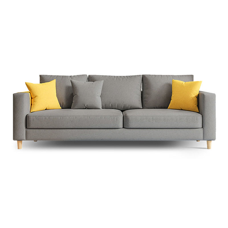 Linen Contemporary Square Arm Sofa Standard Sofa with Slipcovered for Living Room